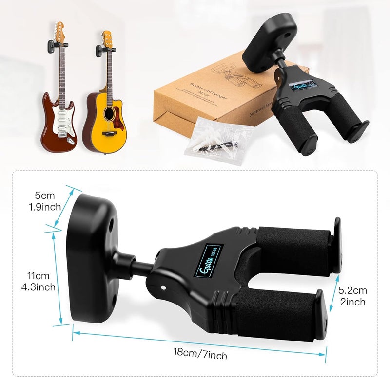 Guitto Guitar Wall Mount Hanger, Guitar Stand Auto Gravity Lock Guitar Holder Wall Hook for Bass Electric Acoustic Guitar Banjo and Mandolin GGS-08 - Image 5